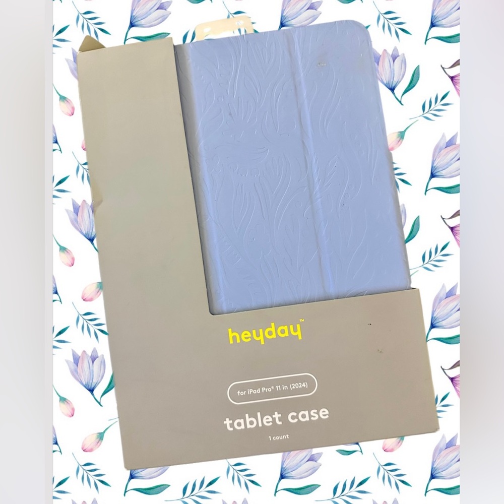 Heyday Tablet Case for iPad Pro 11 in (2024) - Peri-Blue Botanical Pattern   NWT